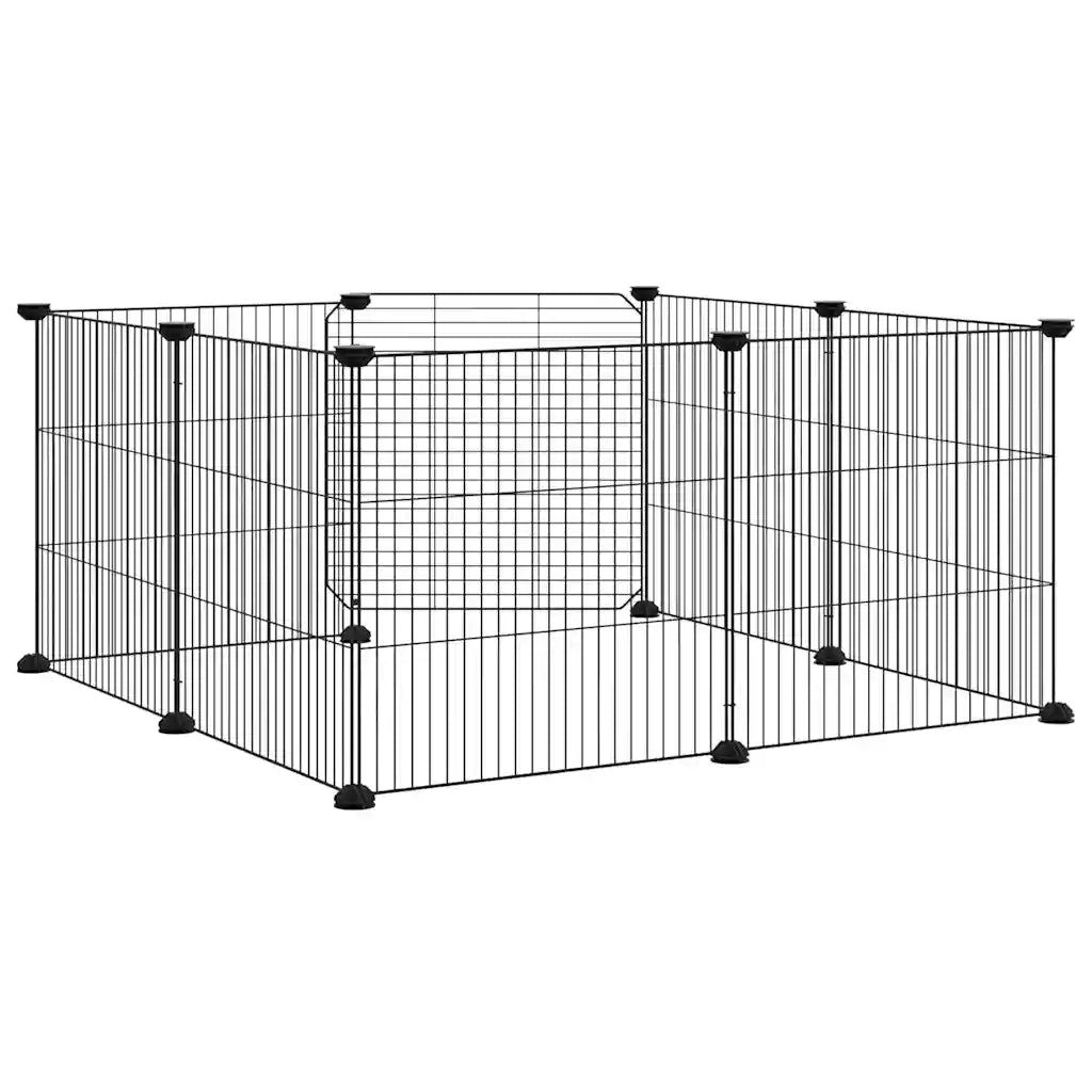Gabbia per animali domestici a 8 pannelli con porta nera 35x35 cm in acciaio 171625