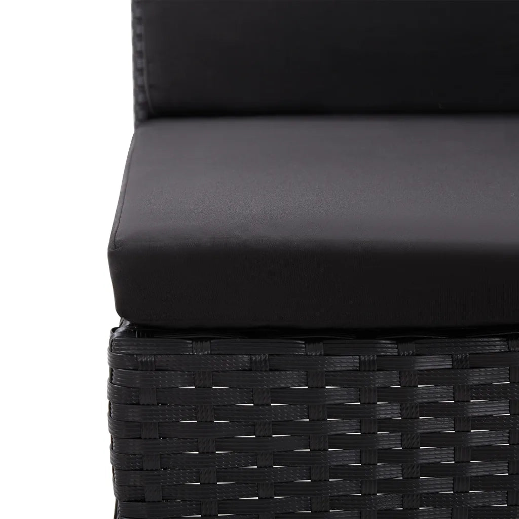 Set Divani da Giardino 3 pz con Cuscini in Polyrattan Nero cod mxl 35057