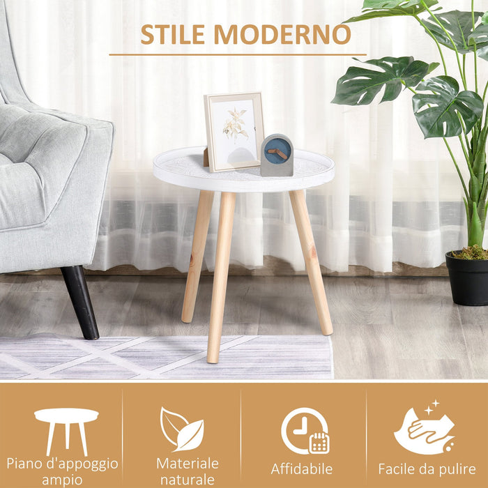 Tavolino Basso Ø40x40,5 cm in Legno e MDF Bianco