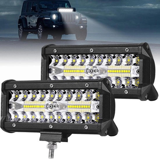 Lampada di lavoro LED 120 W off-road 7 pollici con proiettore supplementare 6500 K luce di lavoro IP67 impermeabile luce di arresto per auto, camion e SUV.