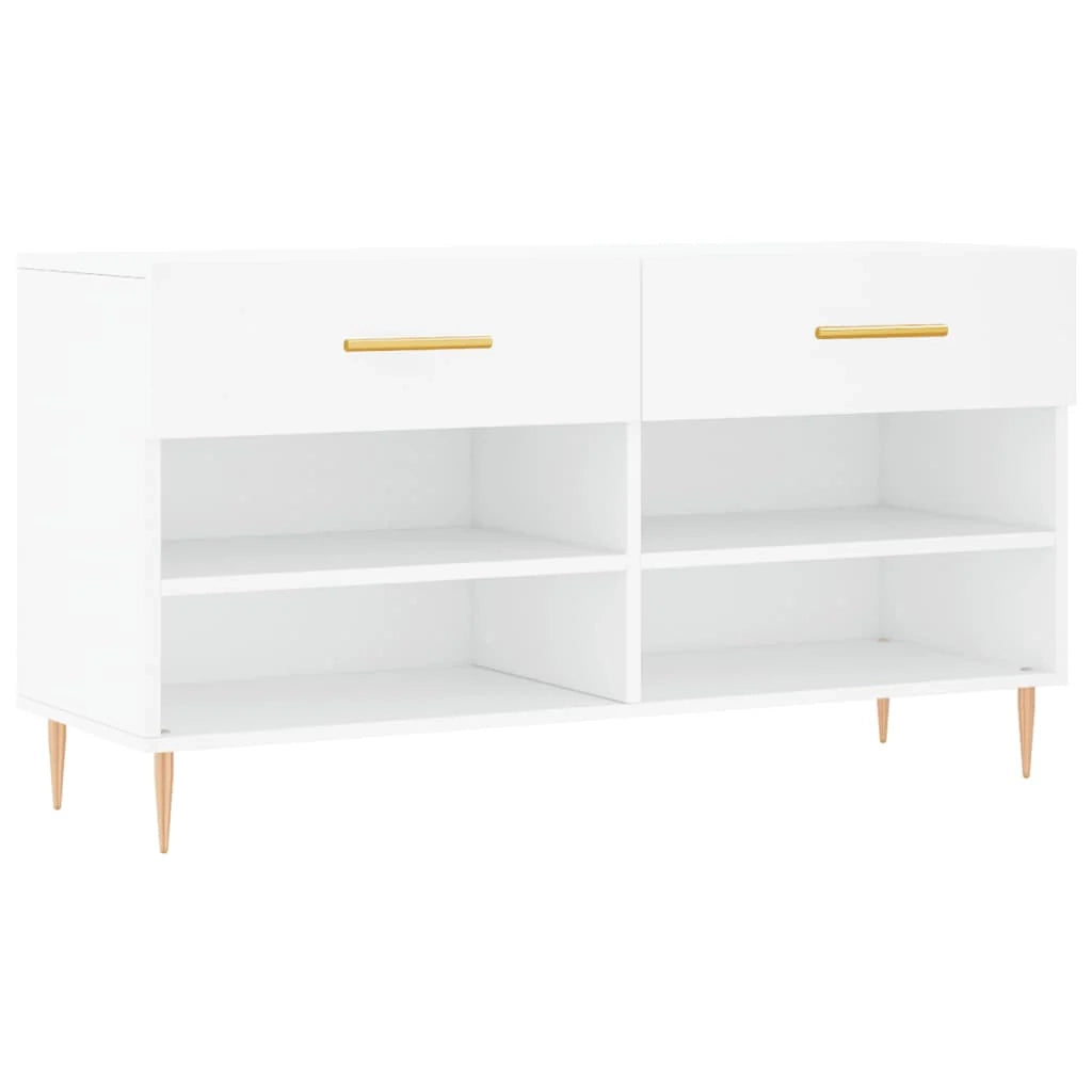 Panca portascarpe/stivali cassettiera scaffale mobiletto portaoggetti per ingresso 102 x 35 x 55 cm legno ingegnerizzato bianco 02_0022876