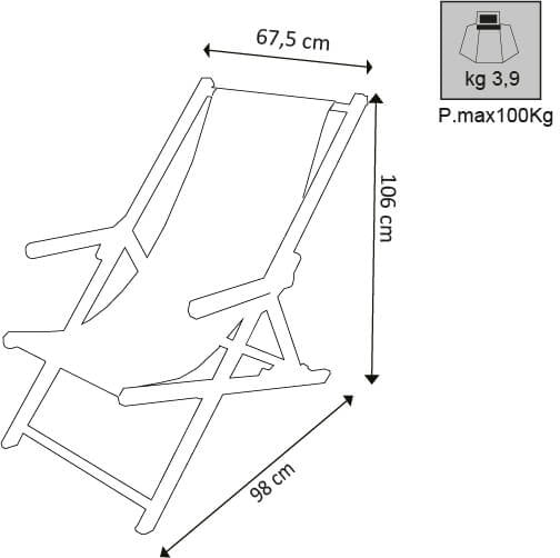 Sdraio mare prendisole Pieghevole in Alluminio Textilene cm 98x67 5x106 - BURT
