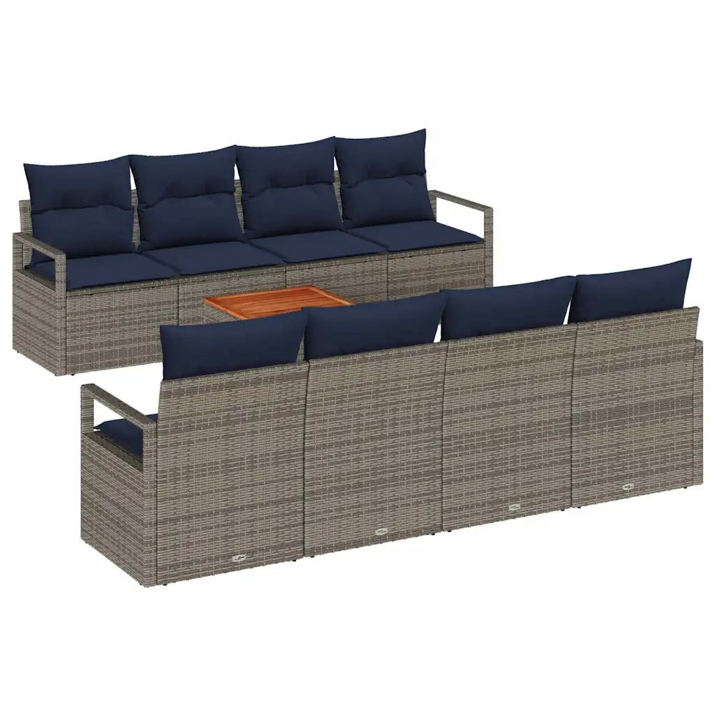Set Divano da Giardino con cuscino 9 pcs Grigio polyrattan 3347682