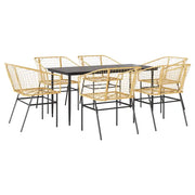 Set Pranzo da Giardino 7pz | Set Salotto da Giardino Marrone Polyrattan Vetro