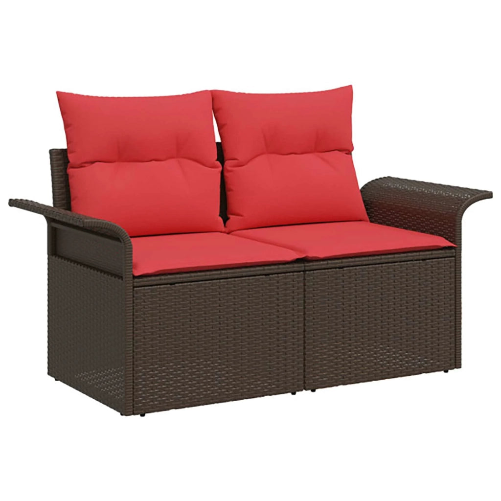Set di divani 5 pz Marrone e Rosso Rattan sintetico e Acciaio 3447735