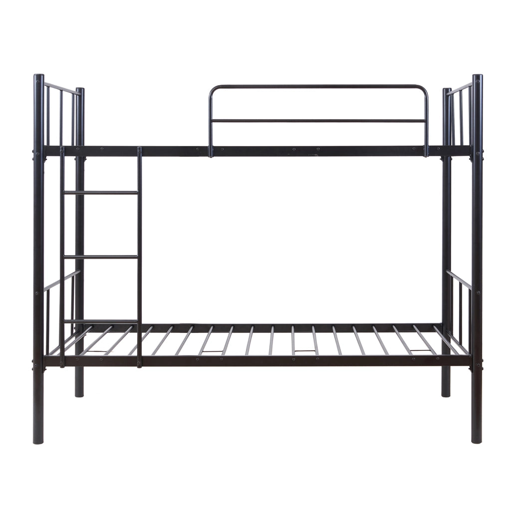 Letto a Castello Berimma a 2 Posti 90 x 200 cm con Scaletta e Sponda Anticaduta - Nero [en.casa]