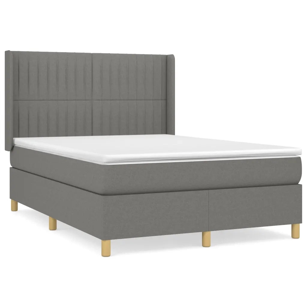 Giroletto a Molle con Materasso Grigio Scuro 140x190 cm Tessuto 3132146