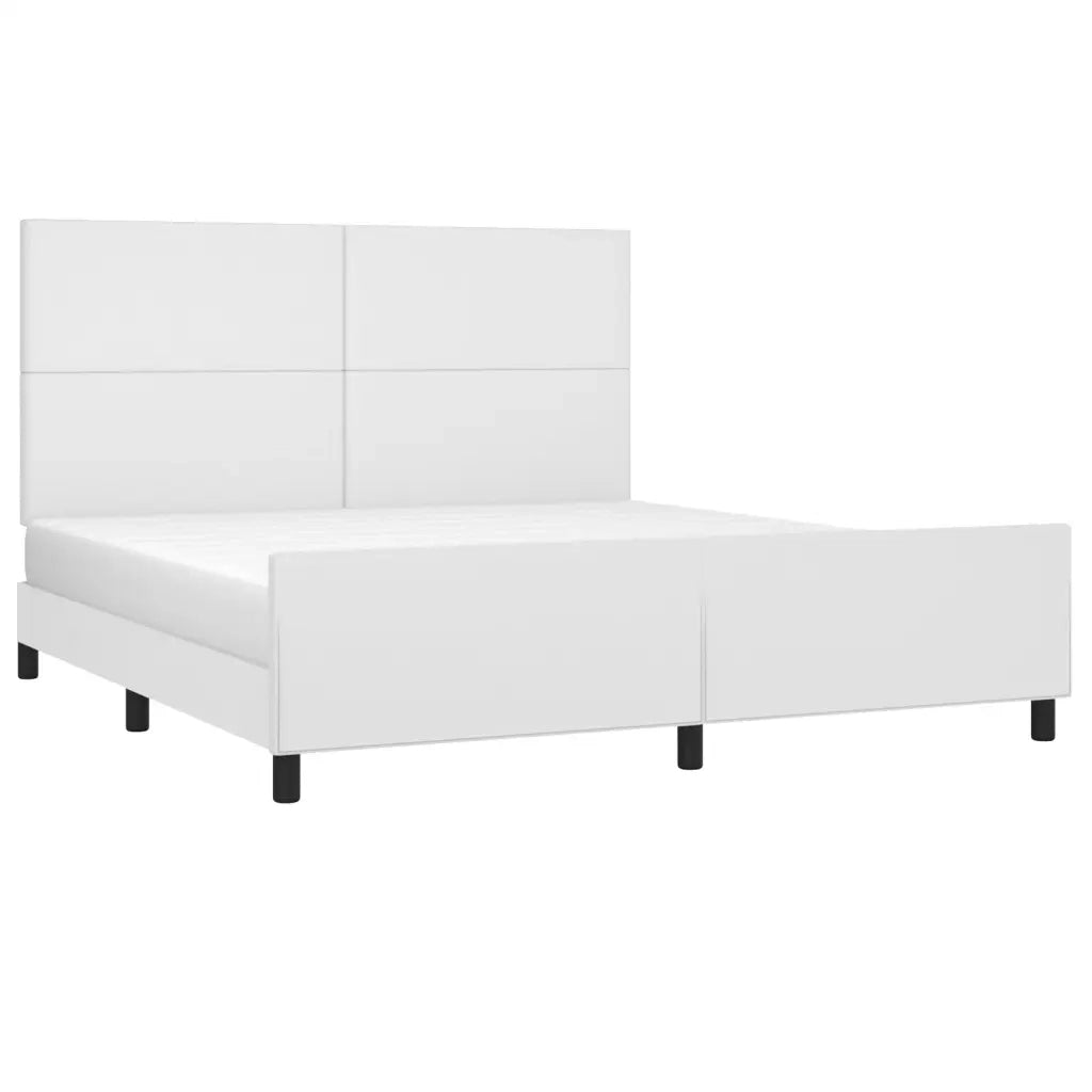 Giroletto con Testiera-Struttura letto con testiera Bianco 160x200 cm in Similpelle