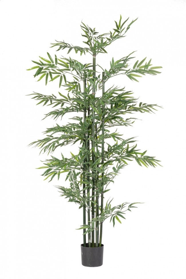 Set 2 Piante Artificiali di Bamboo Ø90x190 cm in Plastica con Vasi Verde