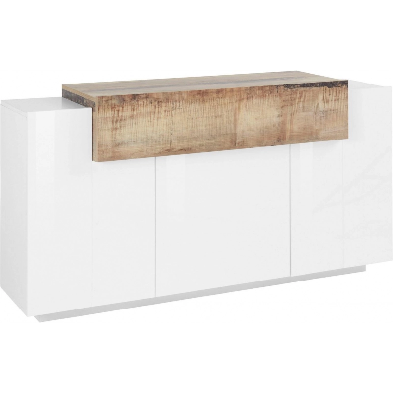 Credenza Coro Moderna 3 ante – Bianco Lucido e Acero Pereira