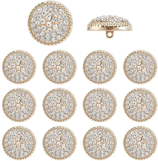 Bottoni Decorativi a Cristallo in Metallo dorato - 18 mm - per Accessori/Sneaker/Abbigliamento/Borse