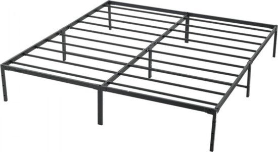 Letto a piattaforma con struttura in acciaio - capacità di carico 680 kg - spazio di stoccaggio - nero