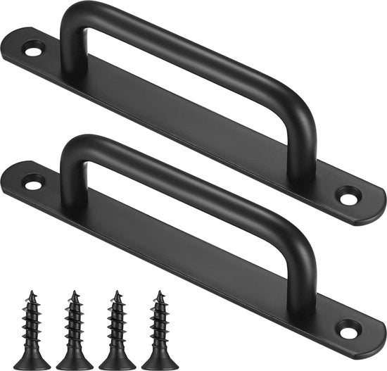 Maniglie per Porte Scorrevoli - Acciaio Inox Nero Vernice da Cottura - Piatto Incluso - 2 Pezzi