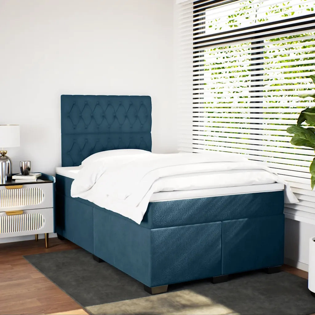 Giroletto a Molle con Materasso Blu 120x200 cm in Velluto