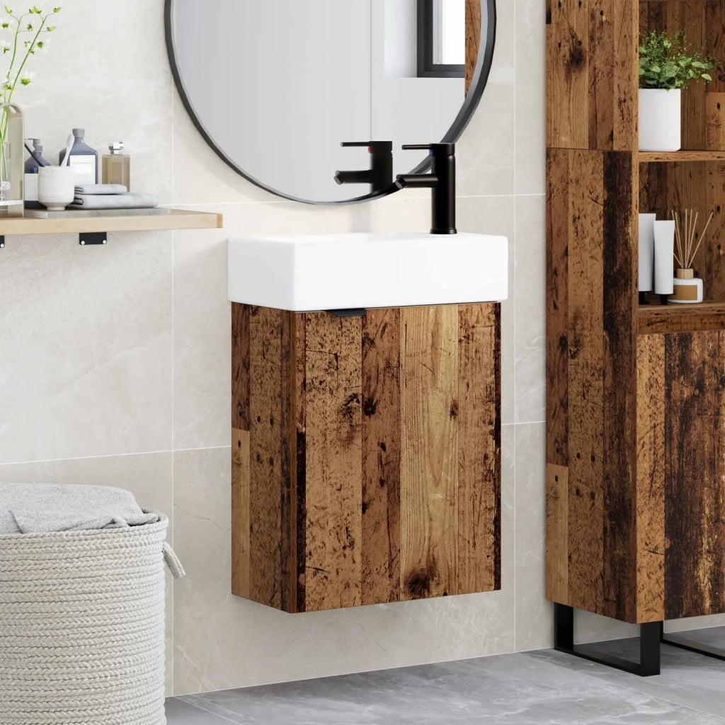 Mobile bagno con rubinetto Legno antico 45,5 x 22,5 x 84 cm