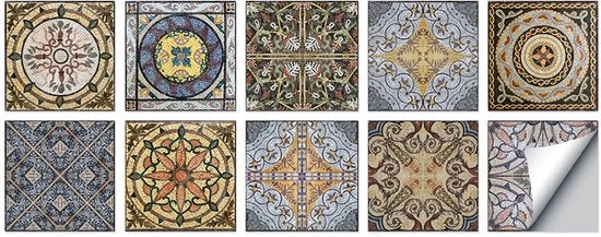 Set di 10 adesivi per parete in PVC autoadesivi 15 x 15 cm decorazione per parete, idonei per cucina, bagno, soggiorno, decorazione, impermeabili all'olio.