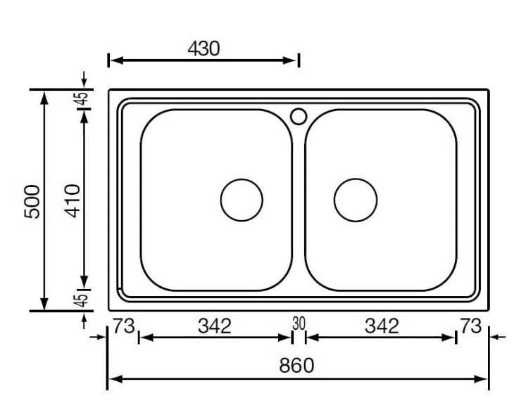 CM Filoslim 86 x 50 2V Lavello ad incasso Rettangolare Acciaio inossidabile