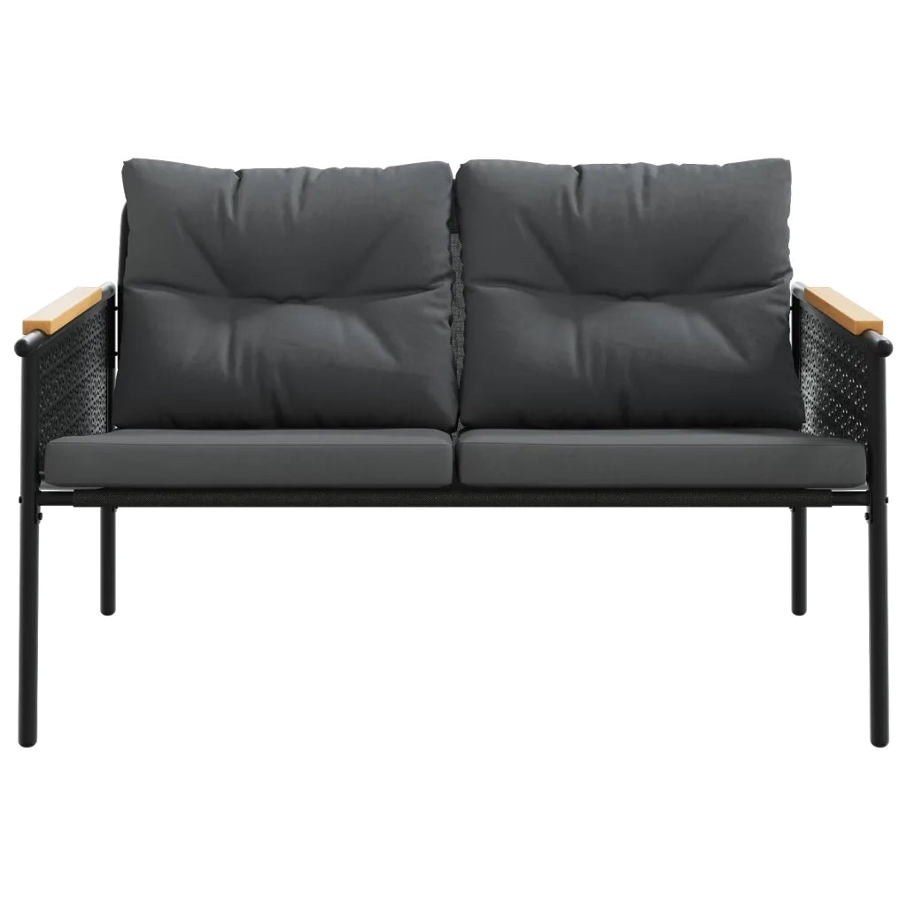 Set Mobili da Balcone 3 pz con Cuscini Nero in Acciaio