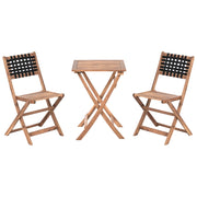 Set da balcone in legno di acacia marrone e nero pieghevole esterno elegante
