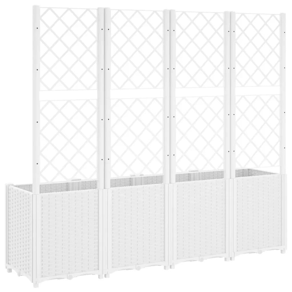 Fioriera | Cassetta per fiori | Vaso da Giardino con Traliccio Bianco 160x40x140 cm in PP