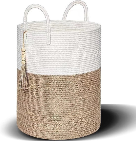 Assecco per panni intrecciato 38 x 50 cm - Grande contenitore di stoccaggio per abbigliamento e coperte - Stilevole contenitore di stoccaggio per sala da pranzo e camera da letto - 58L