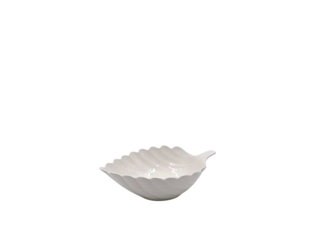 Centrotavola in Porcellana Forma Foglia Bianco 25 x 18 cm
