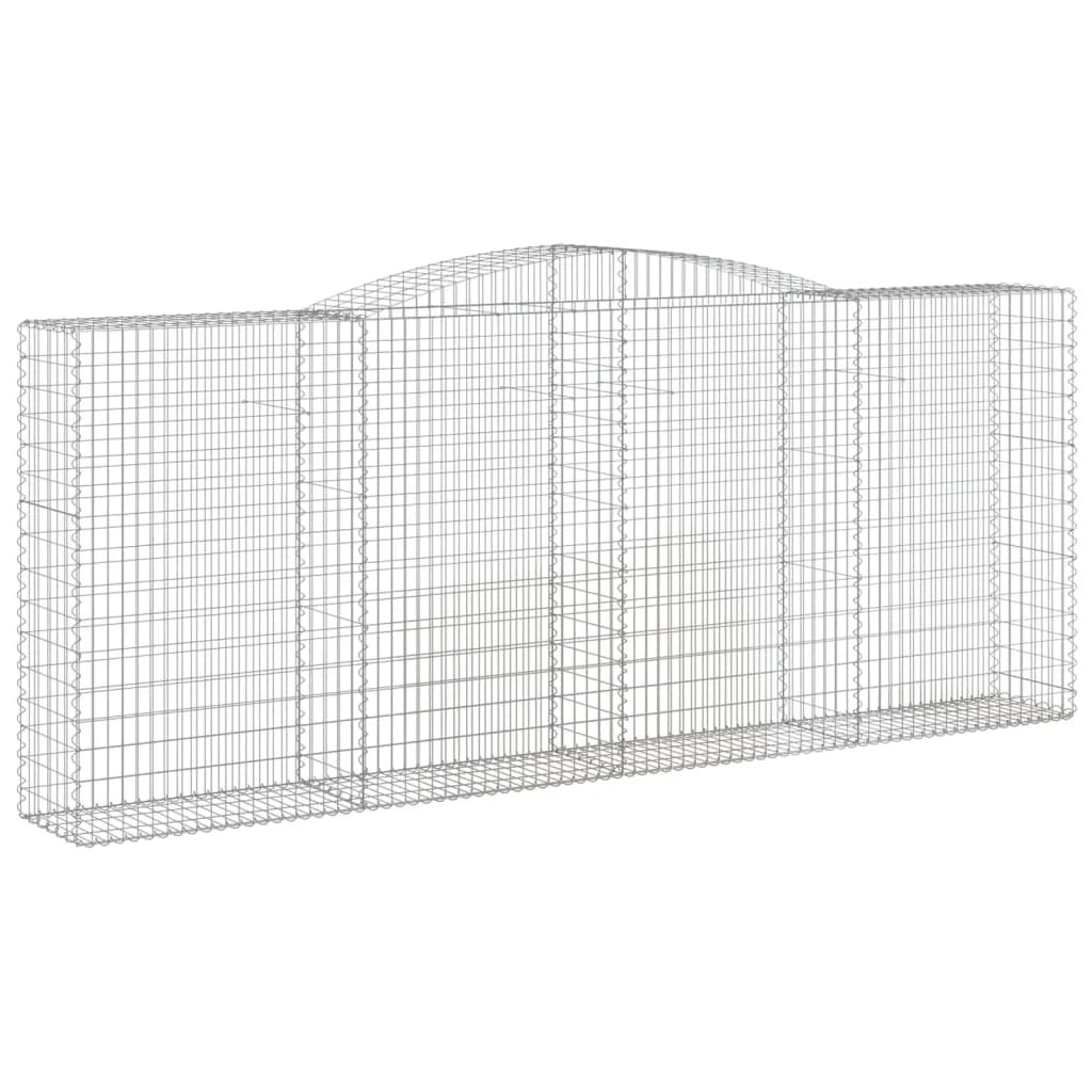 Cestini gabbioni recinzione a gabbia muro di contenimento ad arco 5 pezzi 400 x 50 x 160/180 cm ferro zincato argento 02_0040943