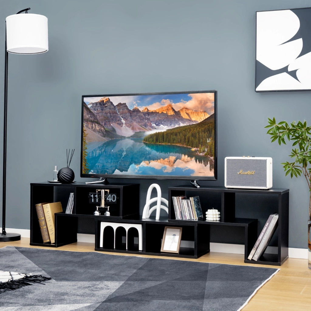 Supporto per console TV 65 pollici in 3 pezzi-Centro di intrattenimento per riporre e esporre Nero