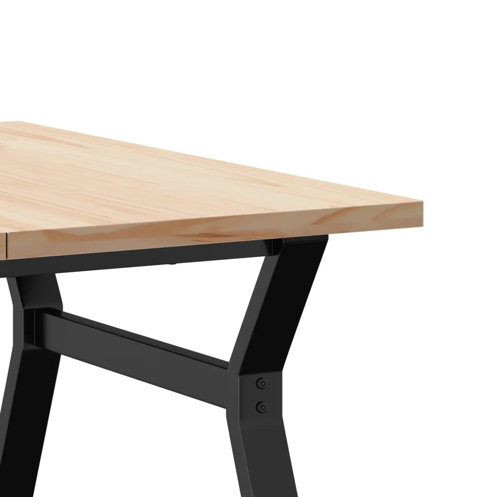 Tavolino Salotto Telaio a Y 90x90x45,5 cm Legno Pino e Acciaio 3282775