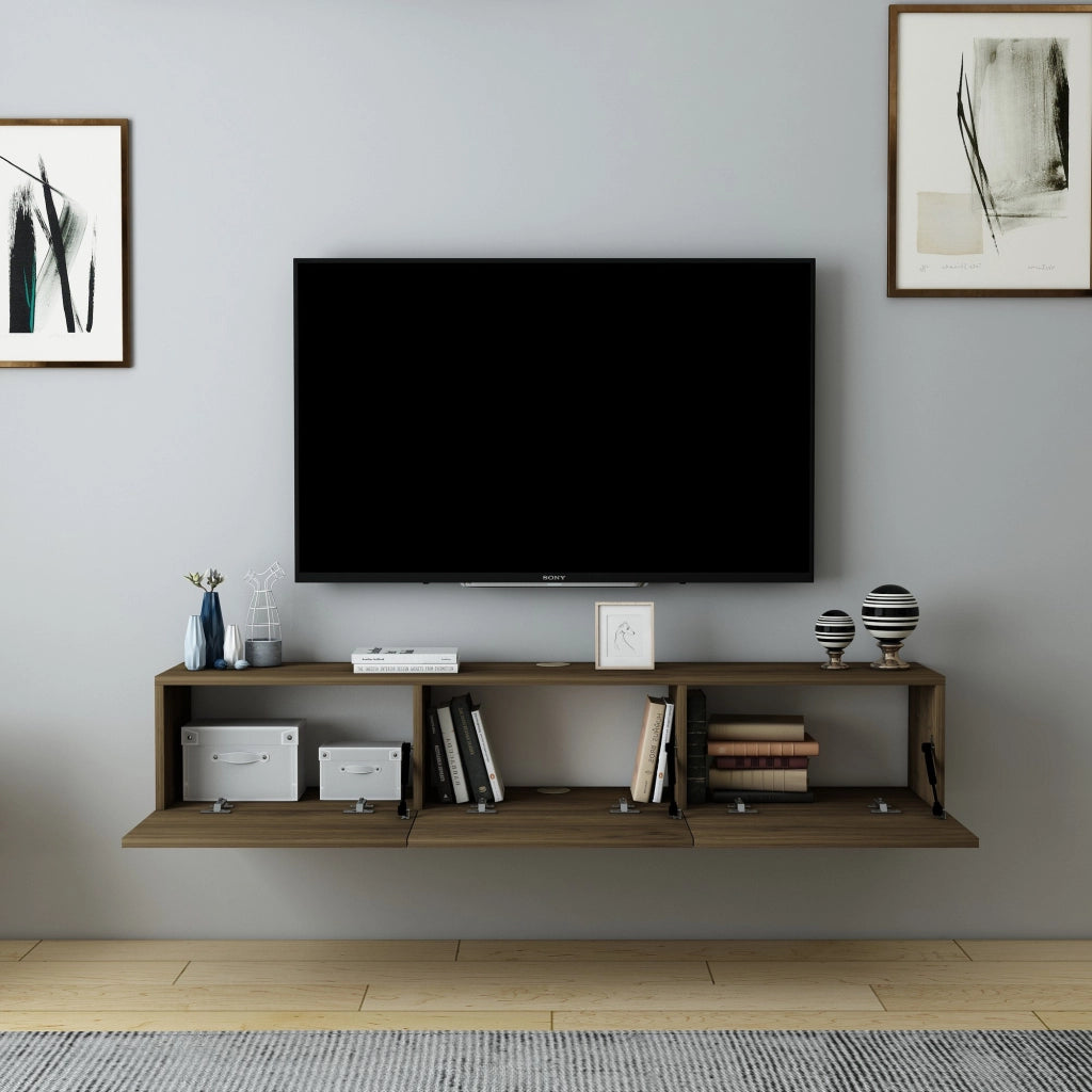Porta TV in legno "Denby" - 160 x 31 x 29 cm - Noce