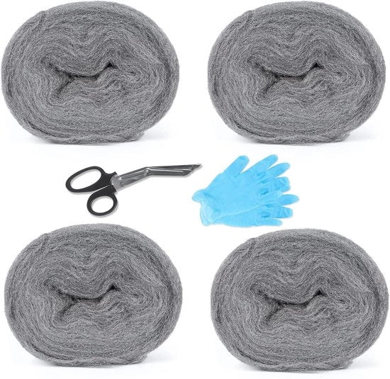 Stoffa in Latta 000 - 4x (46 m/ogni) - Stoffa in Latta Fine - Protezione da Topo - Filo di Ferro - 000 Stoffa Vetro - Accessori Gratuiti e Taglierino