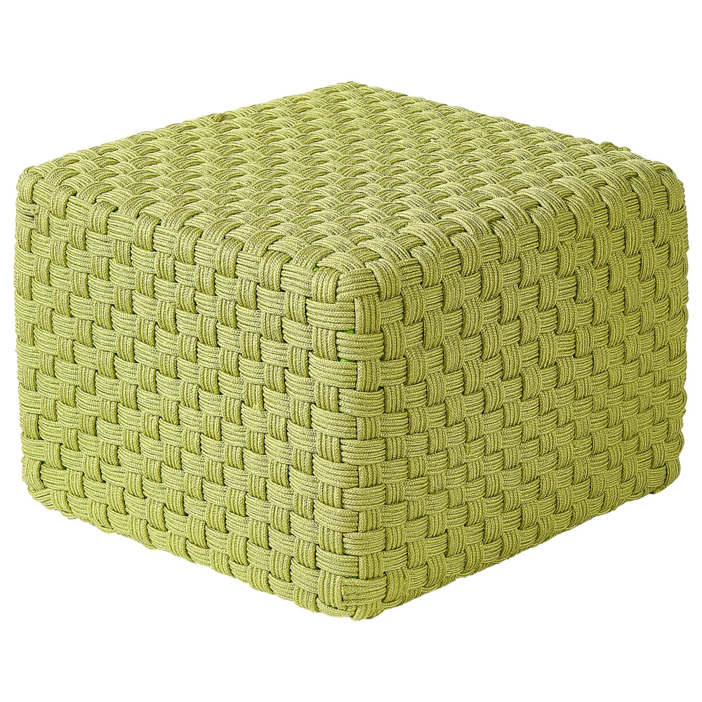 Pouf da giardino verde in materiale sintetico 50 x 50 cm Pouf da esterno intrecciato a mano in stile boho