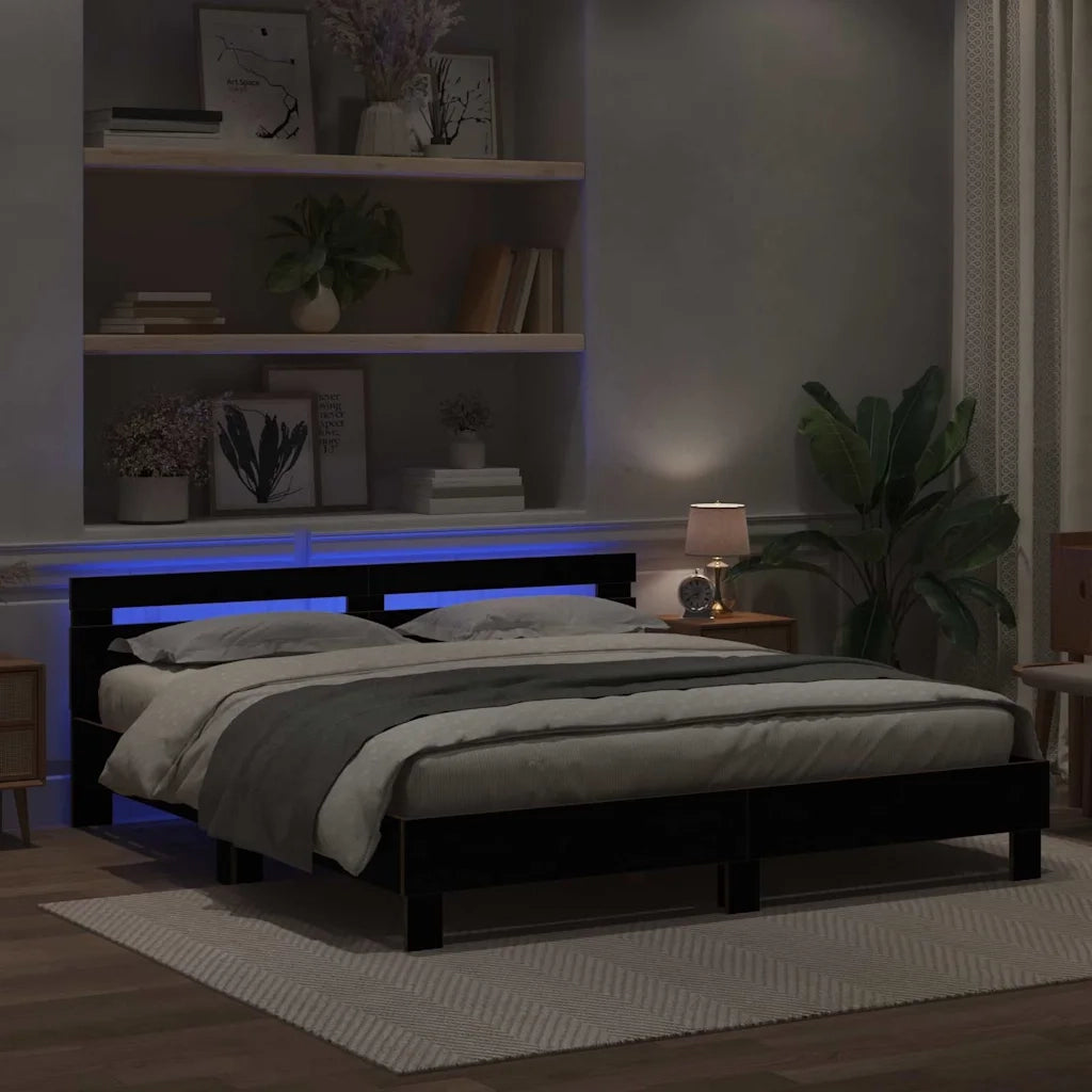 Struttura del letto Rovere Nero 200 x 200 cm Legno multistrato 3333935