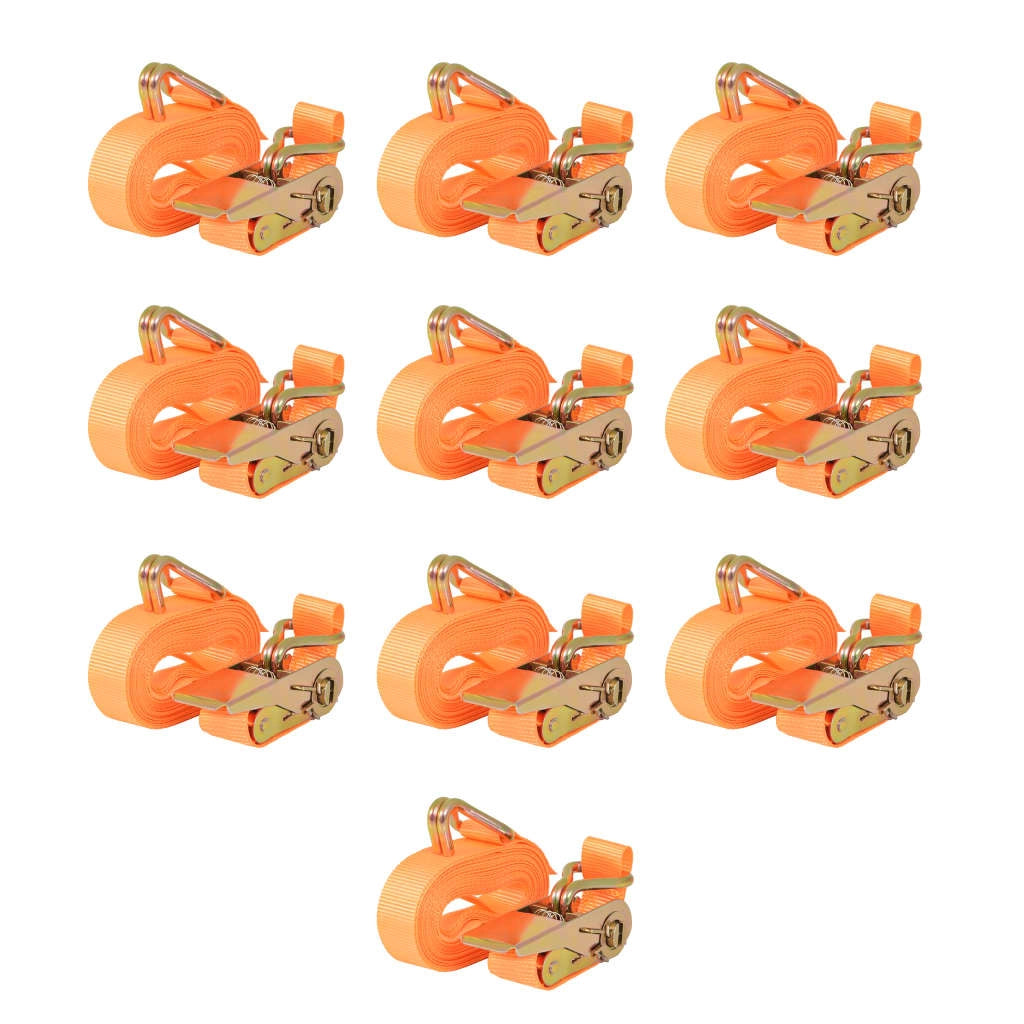 Confezione da 10 cinghie di fissaggio 0,4 tonnellate 6 m x 25 mm arancione per trasporto su rimorchio 02_0003533