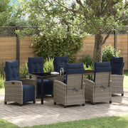 Set da Pranzo per Giardino con cuscino 7 pcs Grigio polyrattan