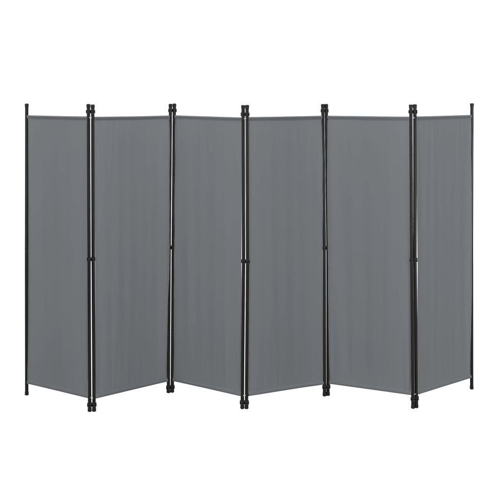 Paravento Huesca a 6 Pannelli Separé con Struttura Pieghevole (LxA) 300 x 171 cm - Grigio Scuro [en.casa]
