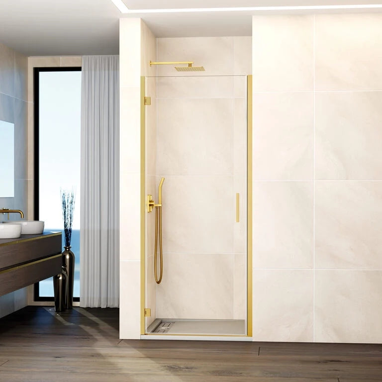 Box doccia frontale GLASS 1 porta battente 90 cm (85,7-90,2) oro trasparente