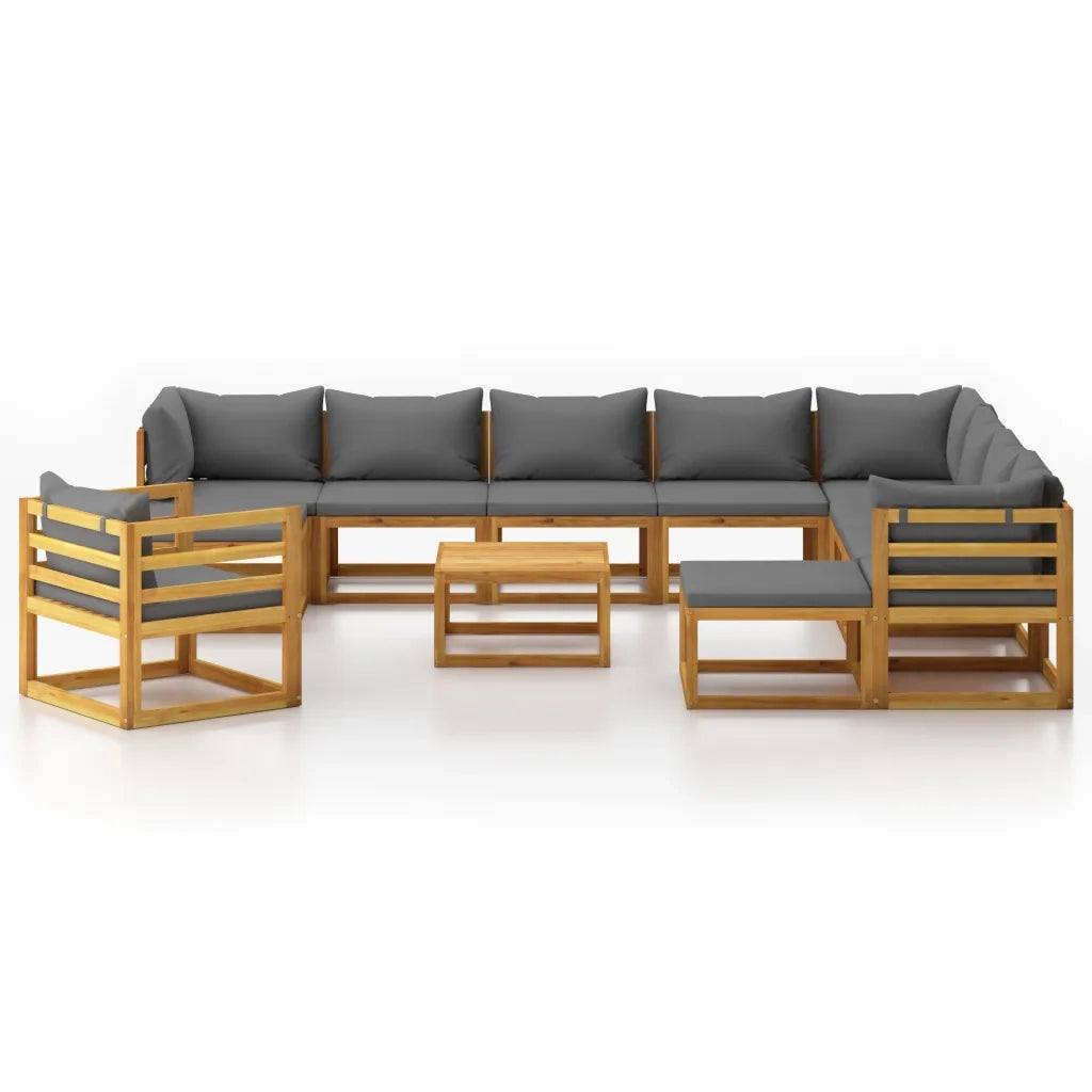 Set Divani da Giardino 12 pz con Cuscini in Massello di Acacia cod mxl 40770