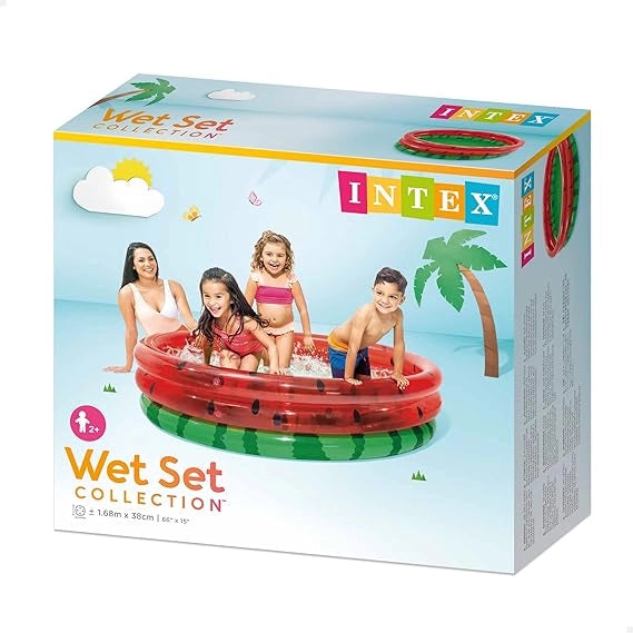 PISCINA GONFIABILE ANGURIA TRE ANELLI +2 ANNI  cm.168x38h.  peso kg.2,17 (58448)    INTEX