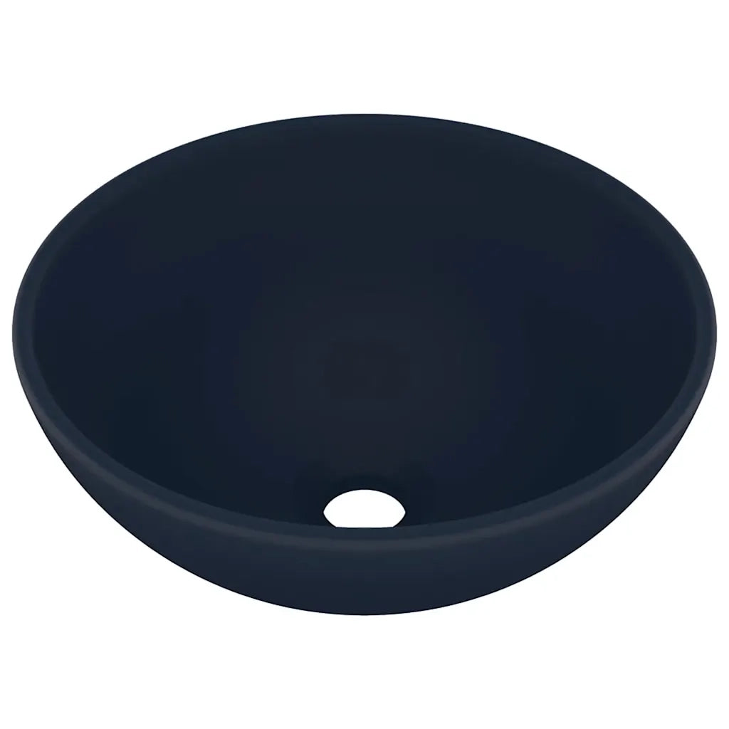 Lavandino Lusso Rotondo Blu Scuro Opaco 32,5x14 cm in Ceramica