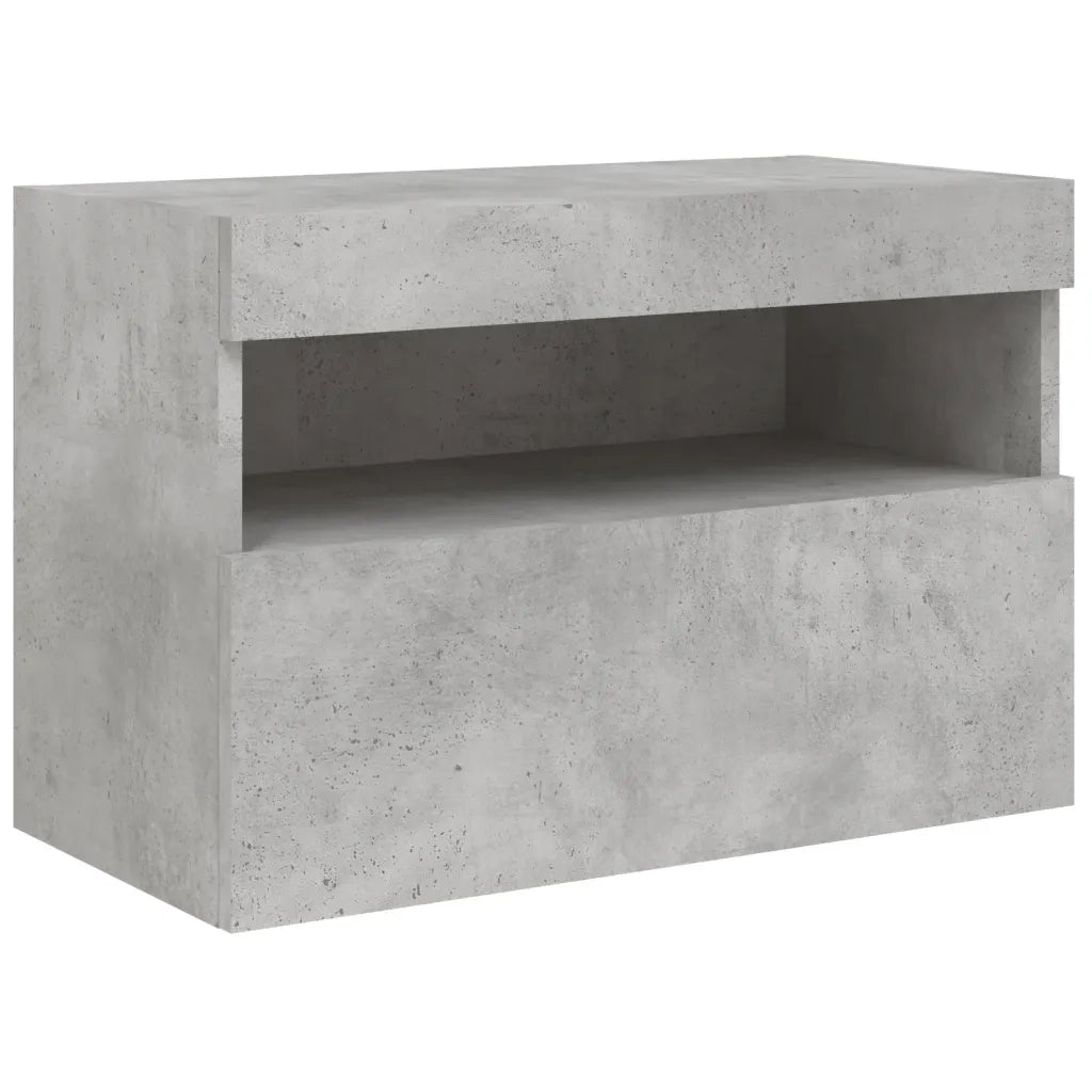 Mobile TV a Parete con Luci LED-Mobile TV a Muro Grigio Cemento 60x30x40 cm