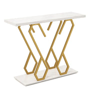 Consolle da ingresso 100 x 30 x 79 cm portata 75 kg design elegante e moderno in MDF bianco e oro 20_0019448