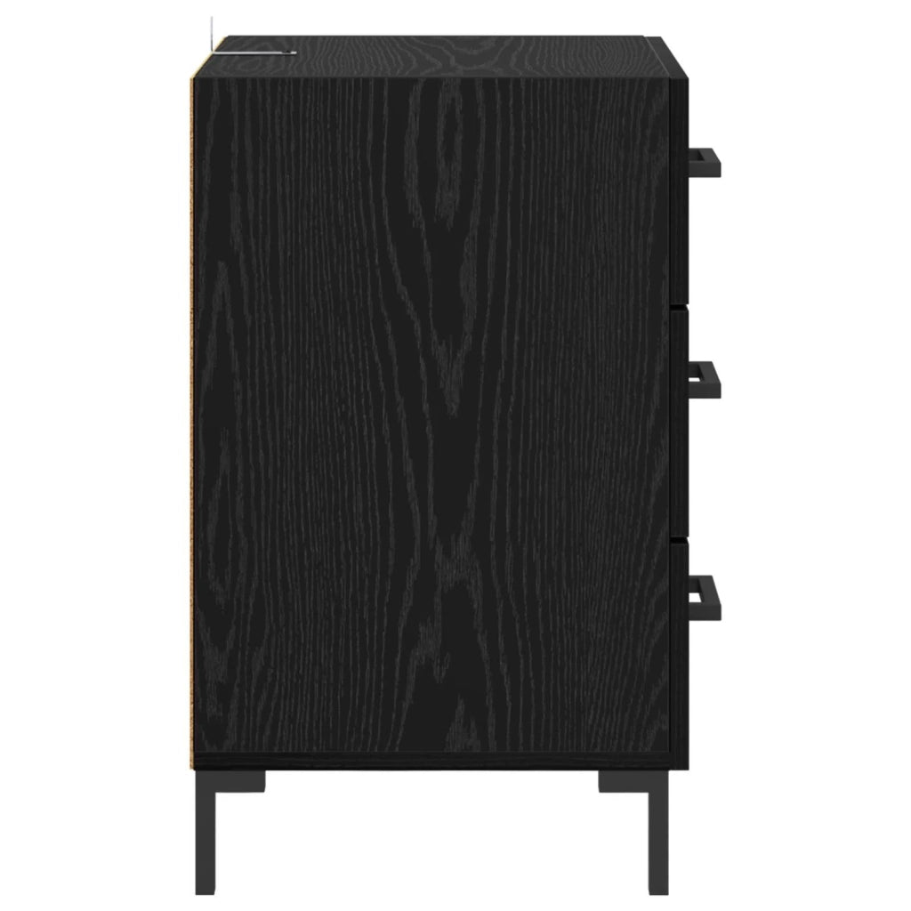 Comodino | Armadio da Notte | Mobiletto da notte Rovere Nero 40 x 40 x 66 cm Legno multistrato
