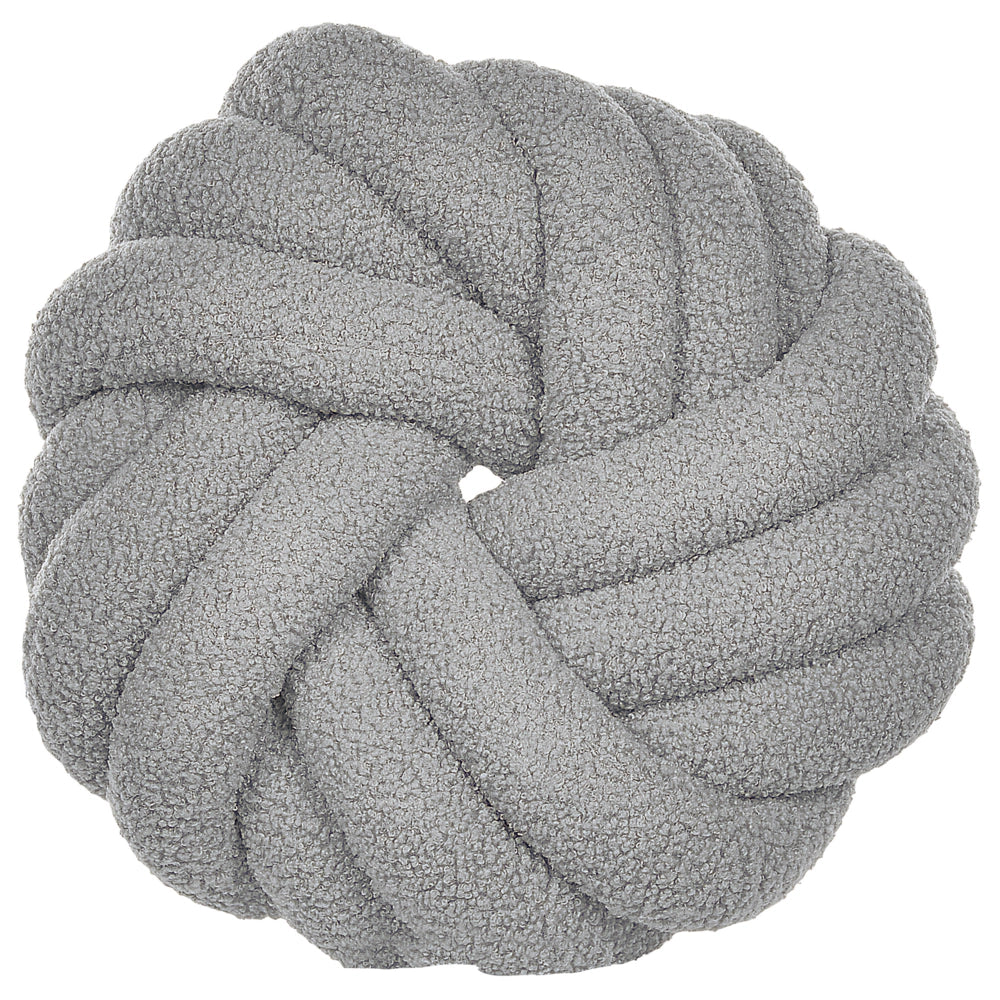 Cuscino Nodo Velluto Grigio 31 x 31 cm Legato Peluche Decorativo Moderno