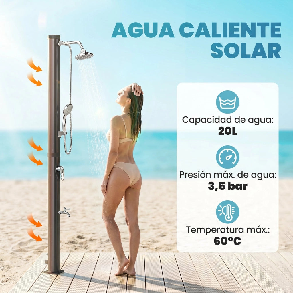 Ducha Solar 20L con Cabezal de Mano ¨C zephmum ¨C Nero