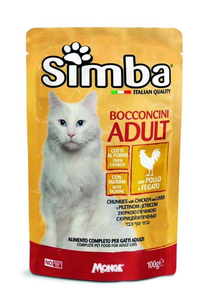 BOCCONCINI PER GATTI 'ADULT' pollo e fegato - gr 100- 24 pezzi  - MONGE