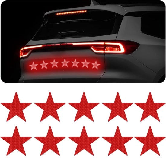 Set di Stickers Riflettenti a forma di Stella da 10 - Stickers di Sicurezza Riflettenti - Impermeabili - Alta Visibilità - 5 x 5 cm - Adesivi di Alta Qualità