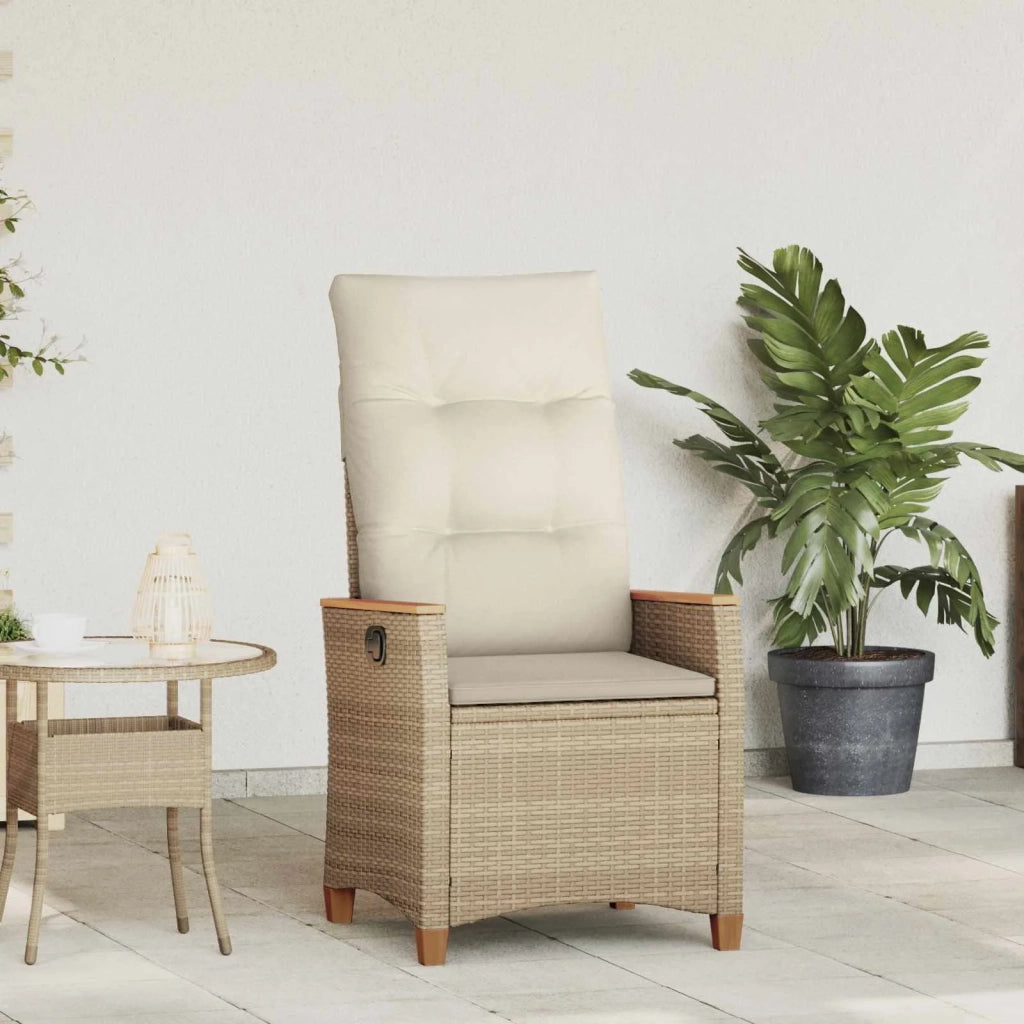 Sedia da Giardino | Sedie da Esterno reclinabile Beige e Crema 64 x 57,5 x 112 cm