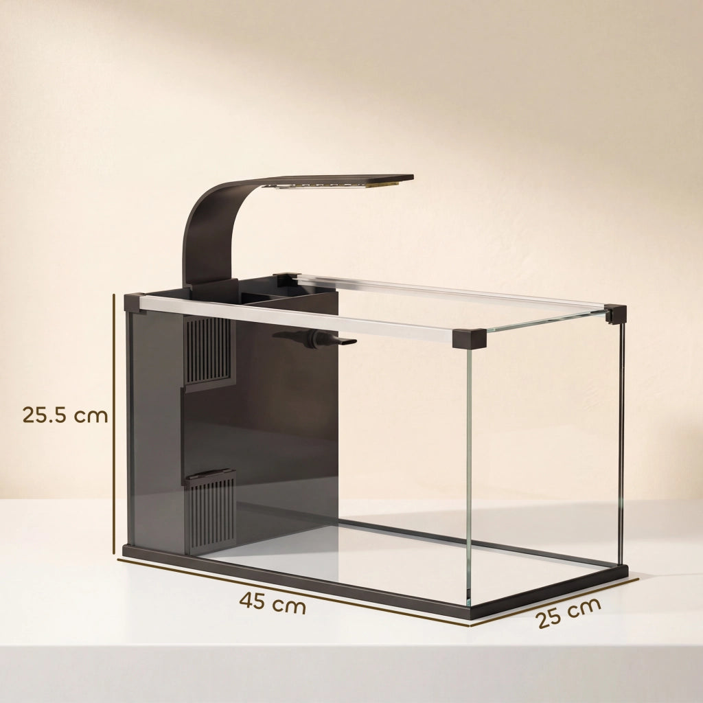 Acquario Vetro Temperato 24 Litri con Filtro, Luce LED e Pompa ¨C zephmum ¨C 24L