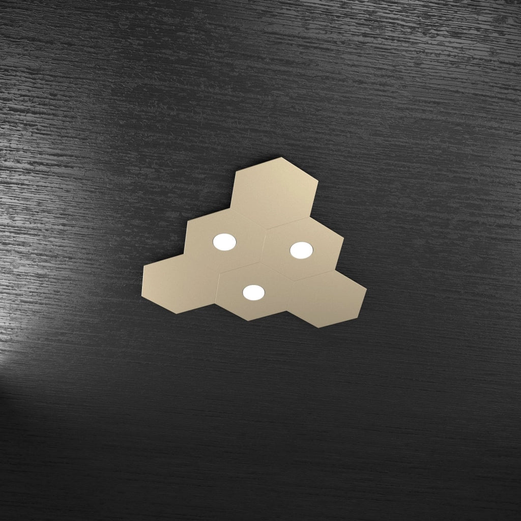 HEXAGON APPLIQUE-PLAFONIERA 3 LUCI + 3 DECORATIVO SABBIA 1142-3L3D-SA